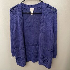 Chico's Purple Metallic Open Knit Women's Cardigan